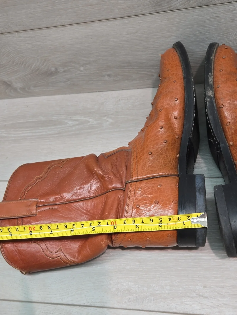 Vintage Justin Basics Mens JBL6002 Ostrich Leather Shoes Boots Sz 9B